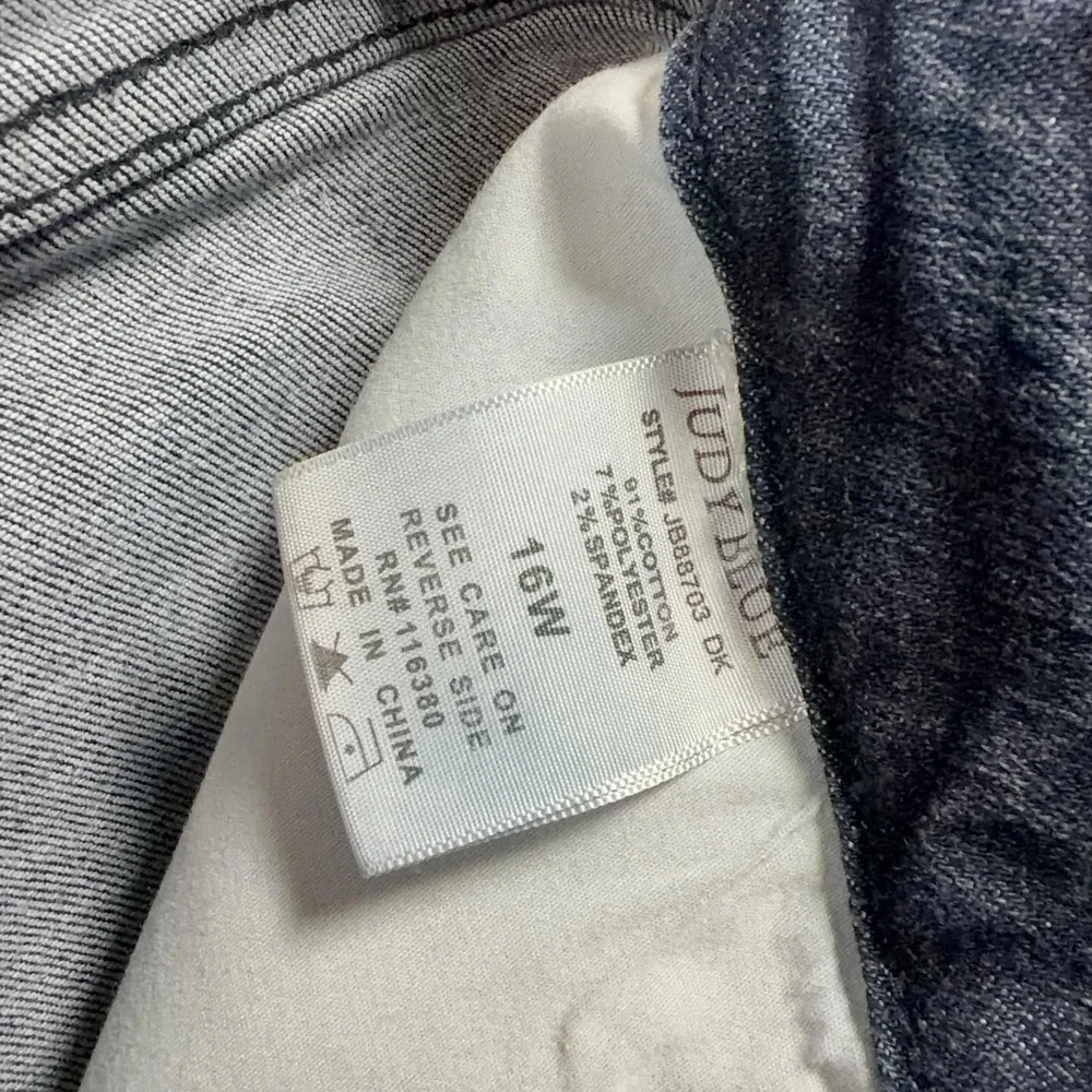 Judy Blue Jeans Womens 16W Dark Wash High Rise Skinny Raw Hem Stretch JE88173DK